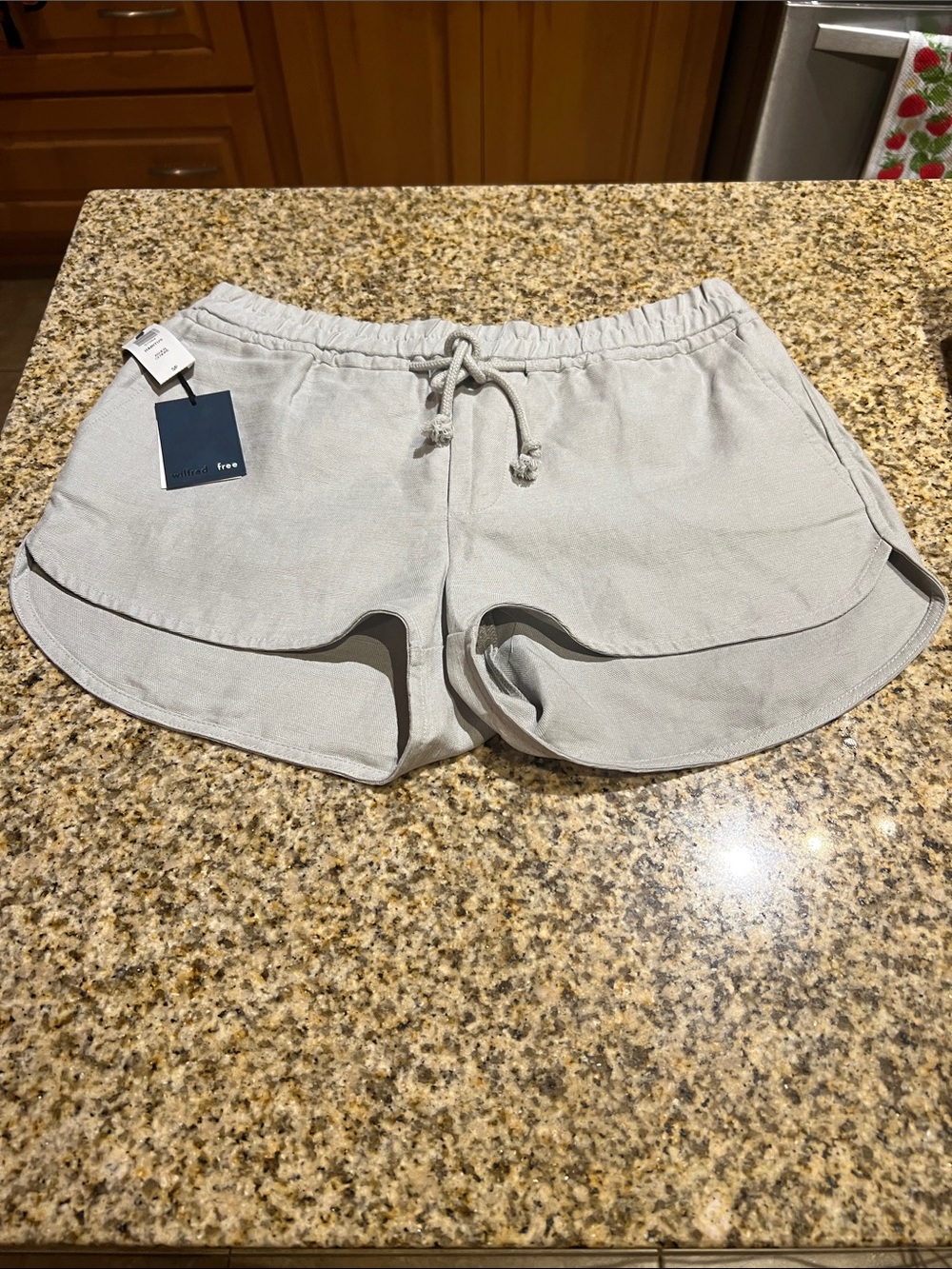 Wilfred Light Gray Layered-Hem Drawstring Athletic Shorts